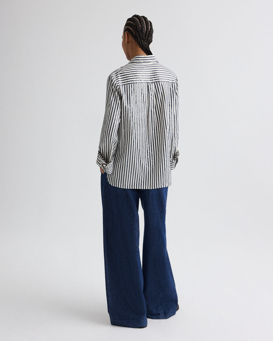 TWP Dark stone Hudson St. Pant in Denim view 4