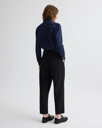 TWP Black Cornelia St. Pant with Tux Stripe in Compact Suiting view 5
