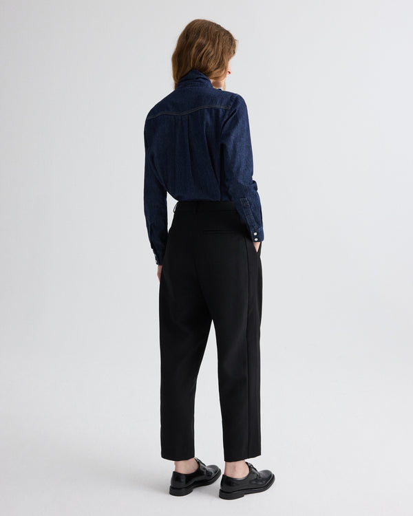 TWP Black Cornelia St. Pant with Tux Stripe in Compact Suiting view 5