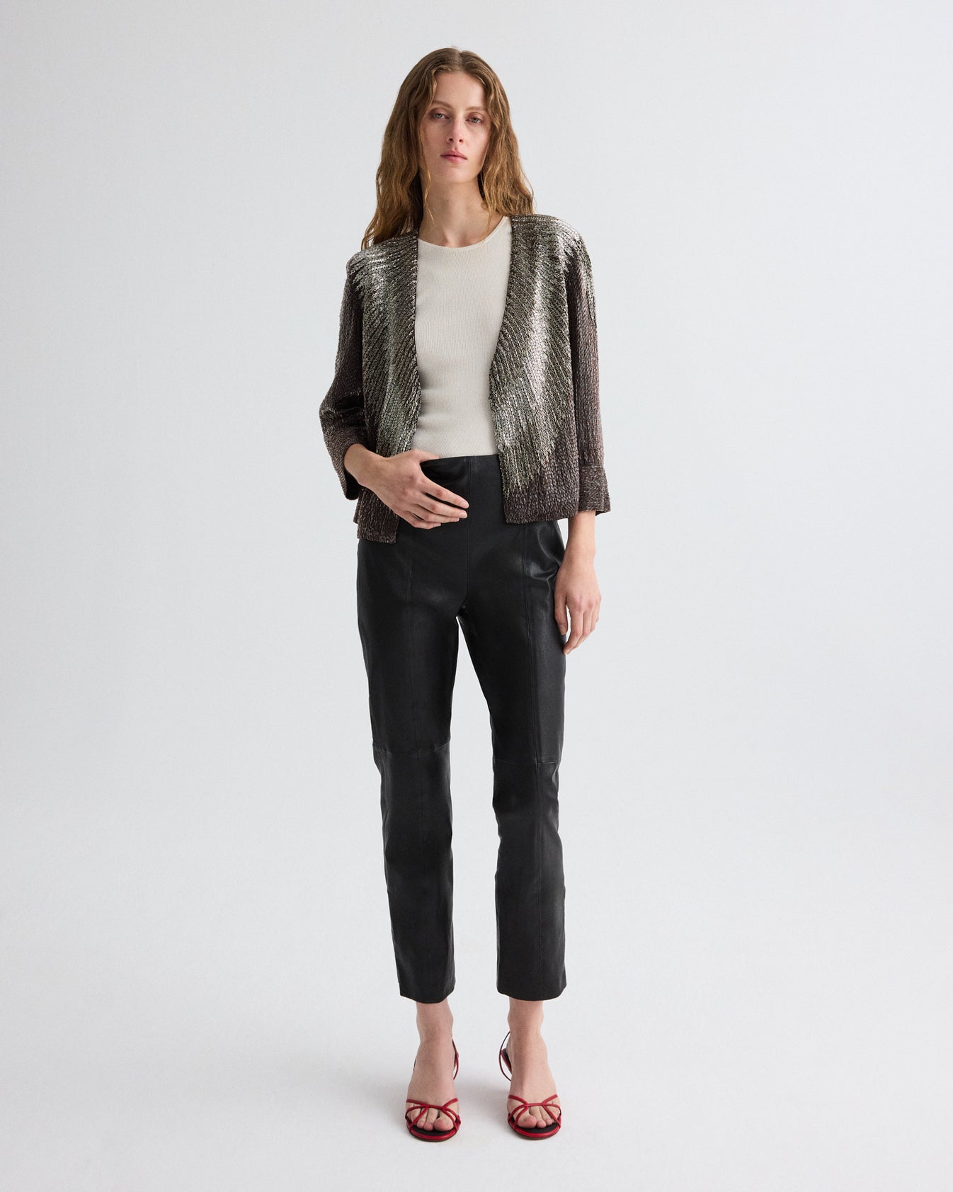 TWP Black Logan Pant in Stretch Leather view 9