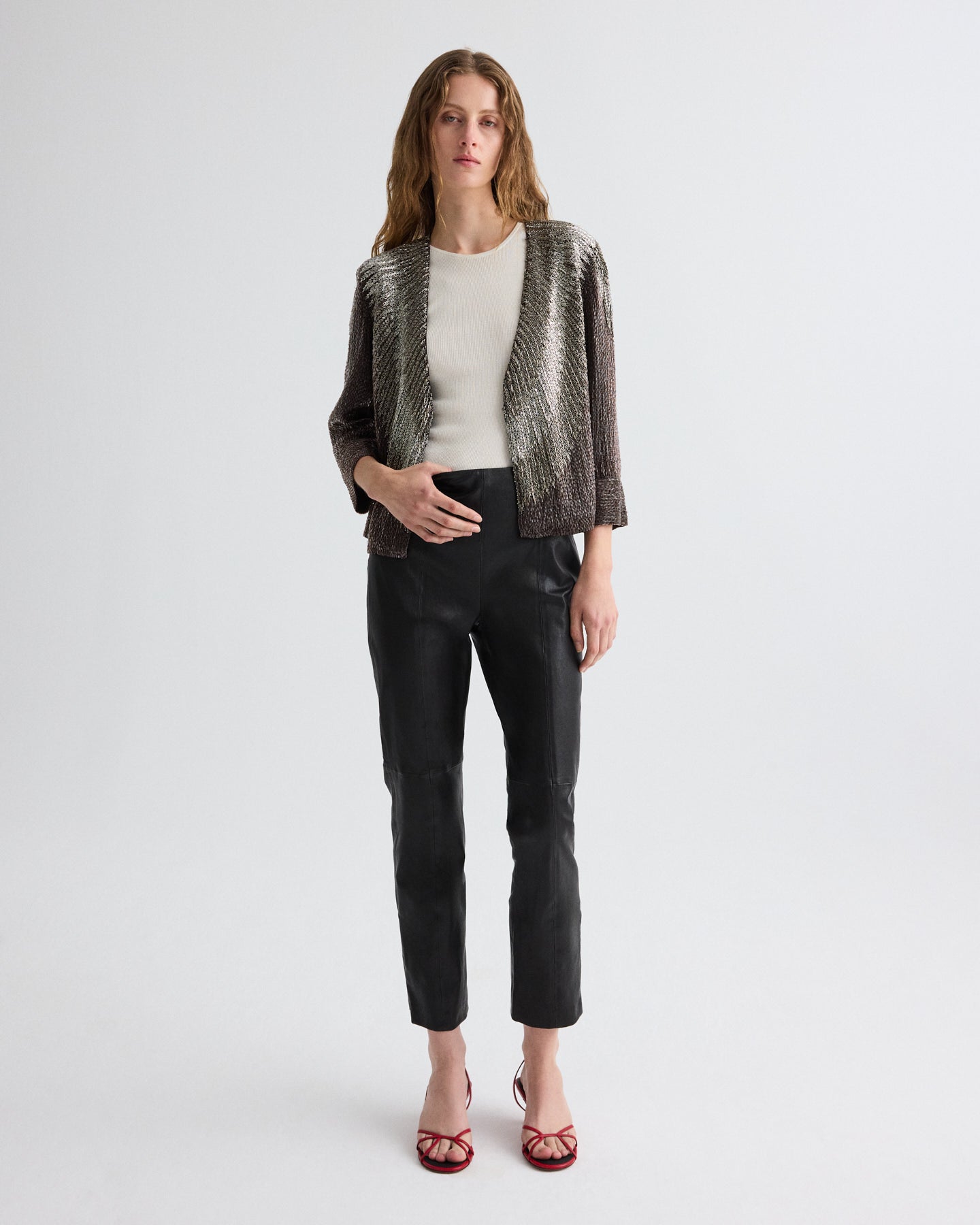 TWP Black Logan Pant in Stretch Leather view 9