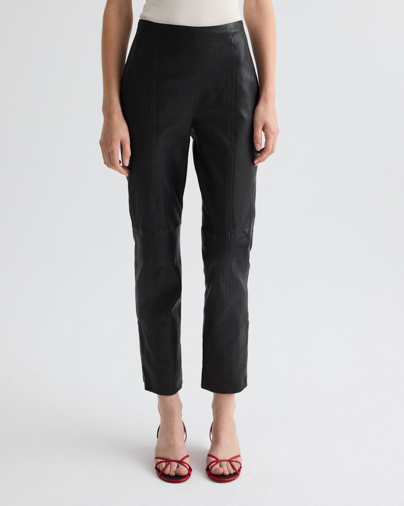 TWP Black Logan Pant in Stretch Leather view 5