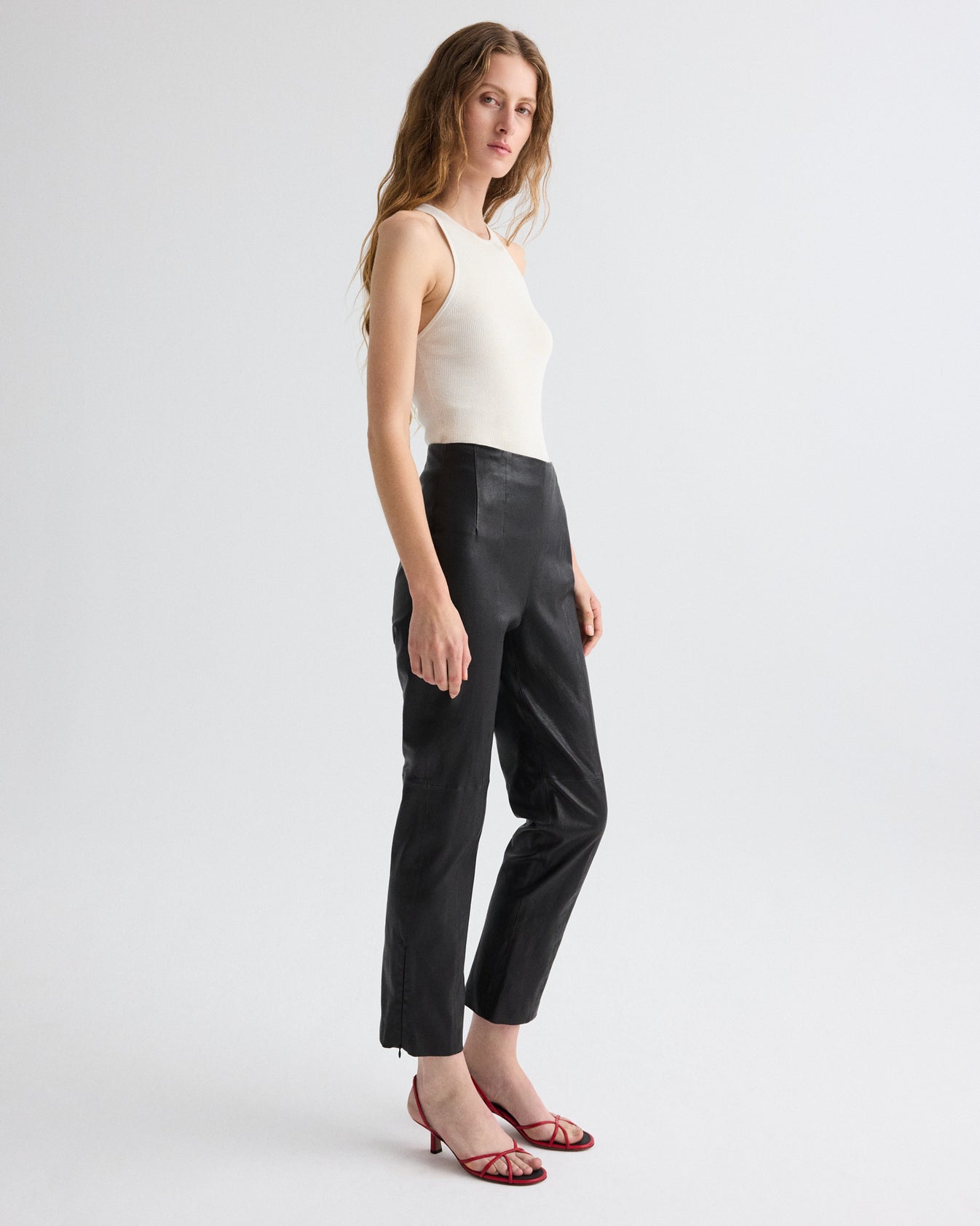 TWP Black Logan Pant in Stretch Leather view 6