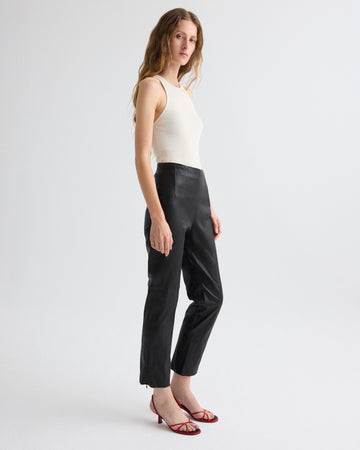 TWP Black Logan Pant in Stretch Leather view 6