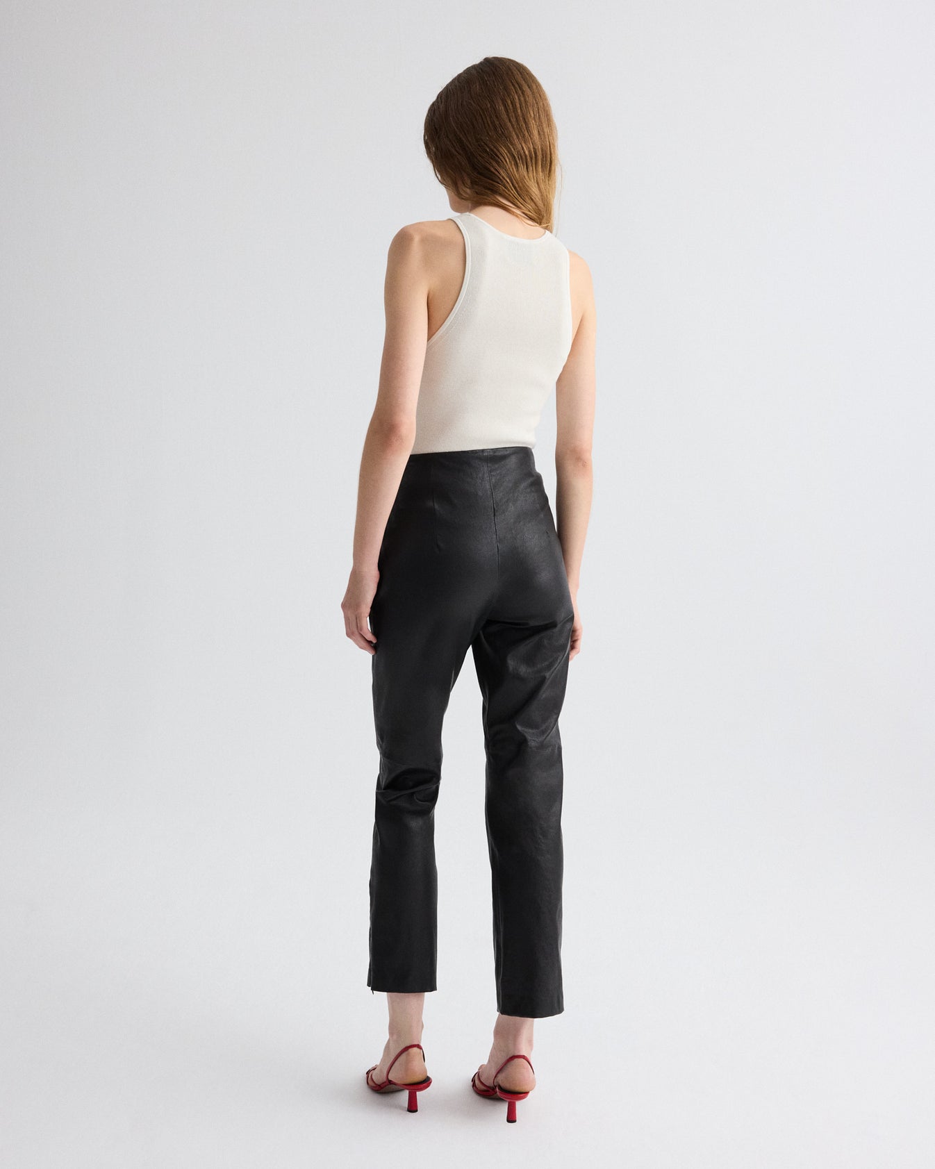 TWP Black Logan Pant in Stretch Leather view 8