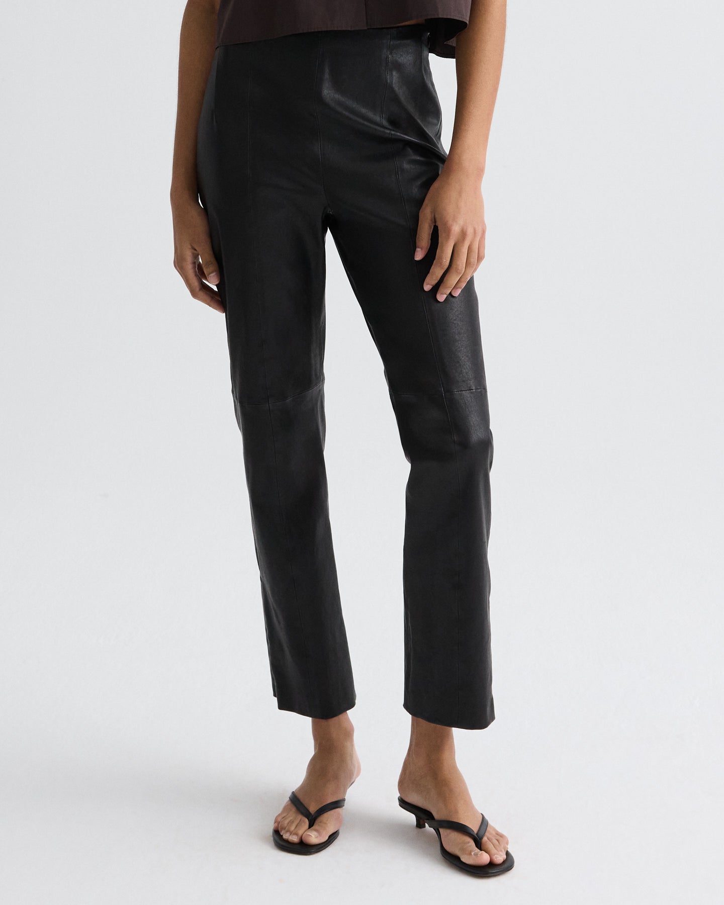 TWP Black Logan Pant in Stretch Leather view 1