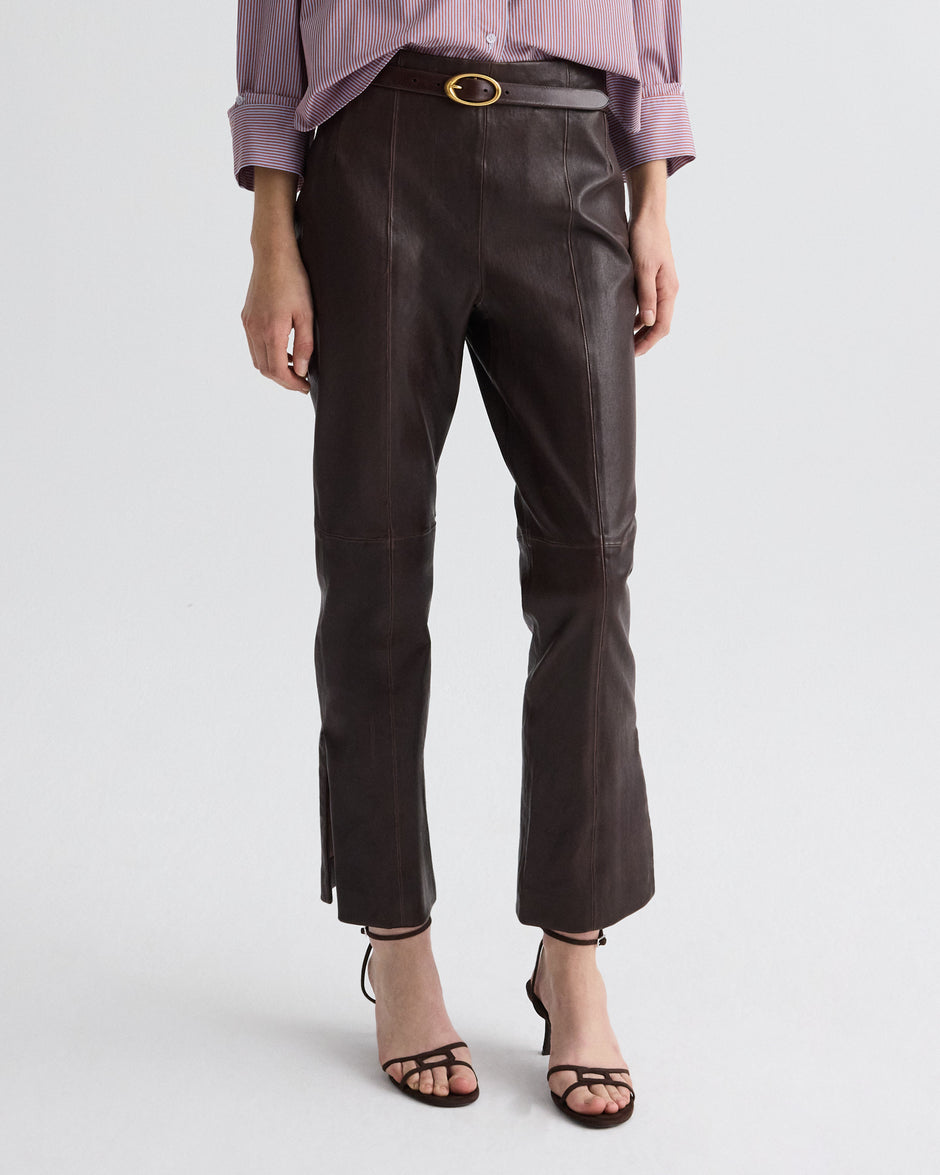 TWP Chocolate Logan Pant in Stretch Leather view 3