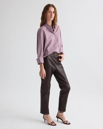 TWP Chocolate Logan Pant in Stretch Leather view 1