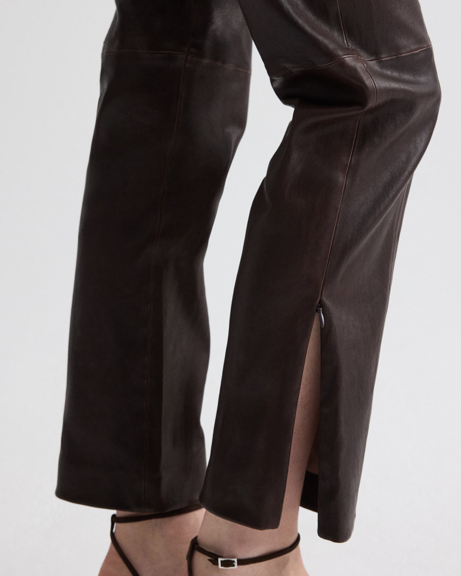 TWP Chocolate Logan Pant in Stretch Leather view 4