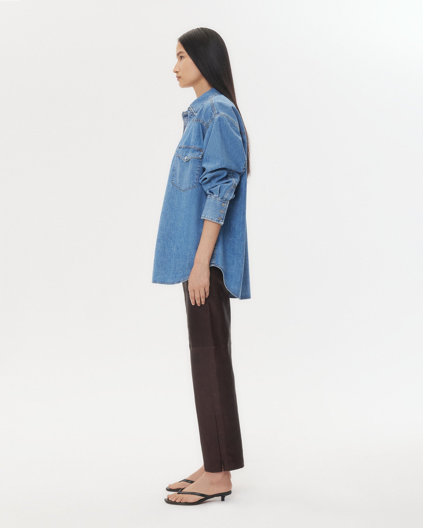 TWP Chocolate Logan Pant in Stretch Leather view 6