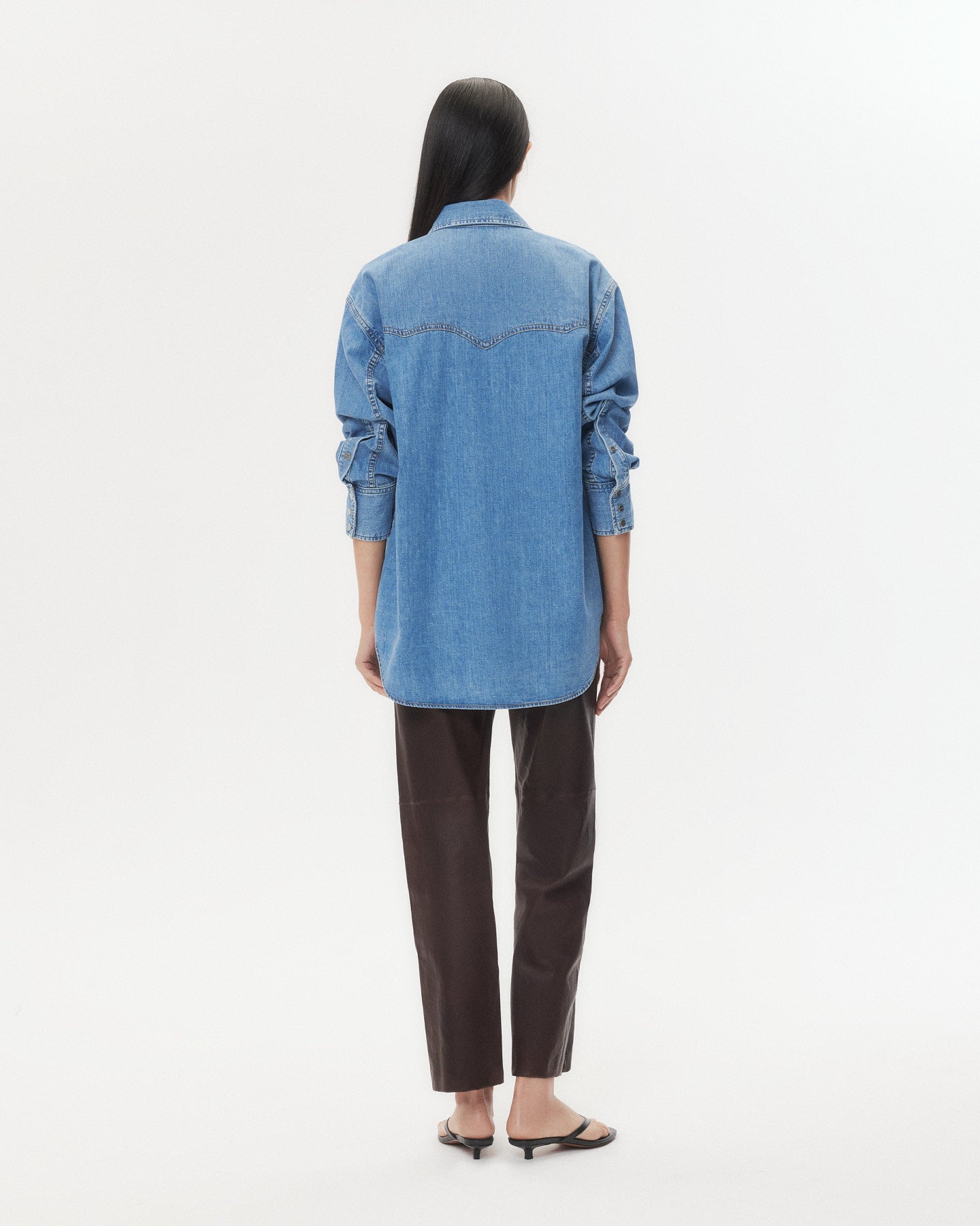 TWP Chocolate Logan Pant in Stretch Leather view 7