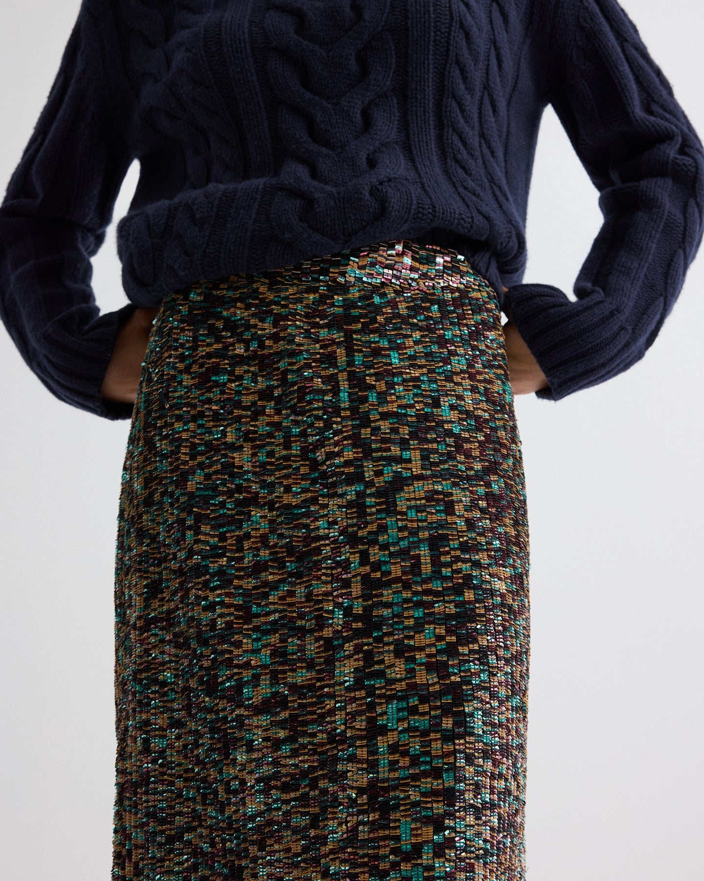 TWP Dark chocolate Sylkie Skirt in Sequin Abstract Sequins view 4