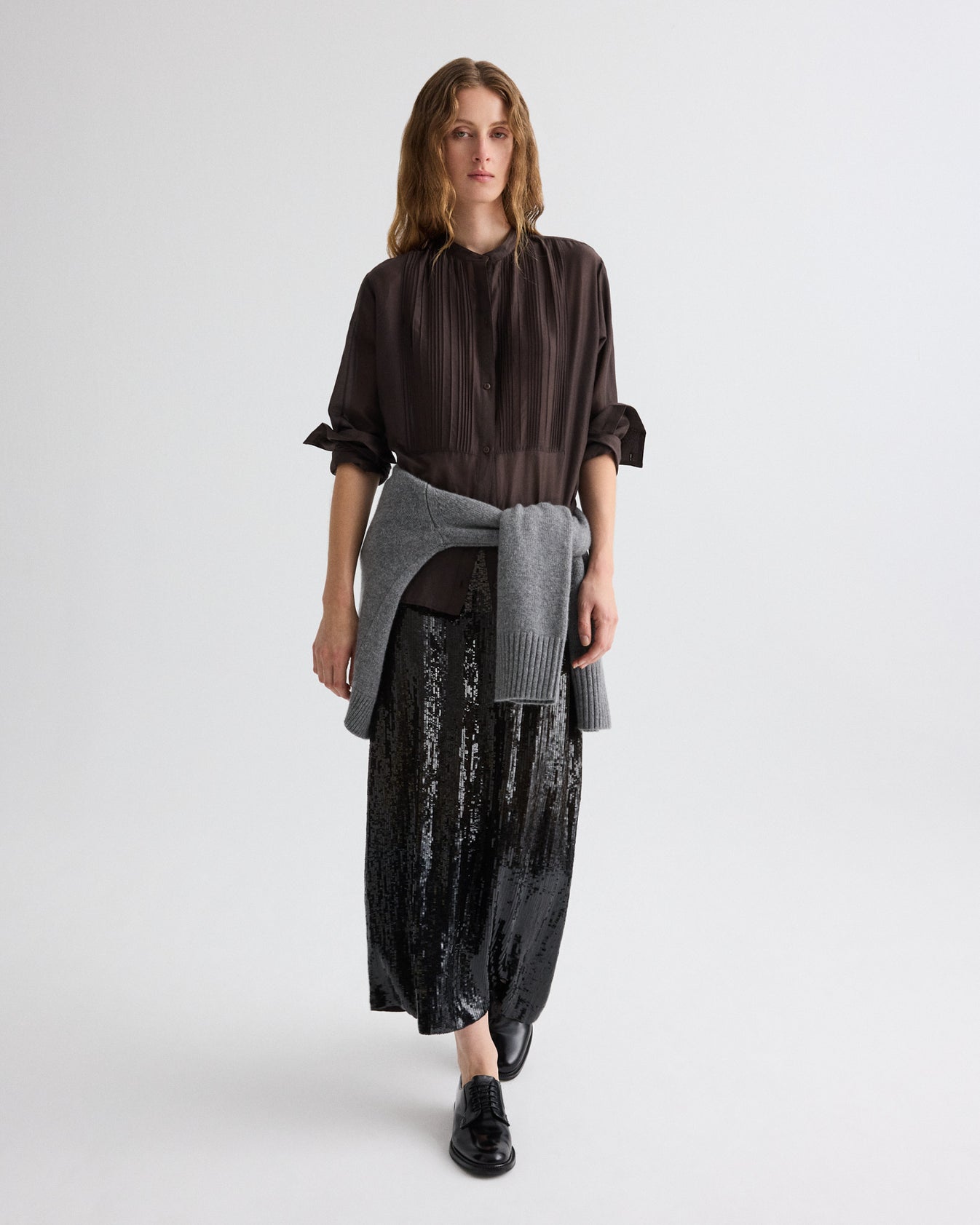 TWP Dark chocolate gradient Sylkie Skirt in Fishscale Sequins view 3