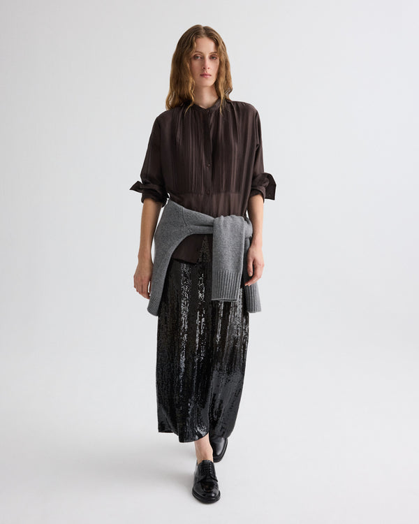 TWP Dark chocolate gradient Sylkie Skirt in Fishscale Sequins view 3