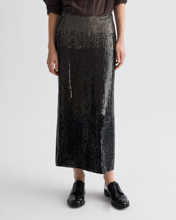 TWP Dark chocolate gradient Sylkie Skirt in Fishscale Sequins view 1