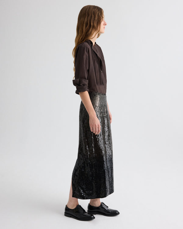 TWP Dark chocolate gradient Sylkie Skirt in Fishscale Sequins view 4