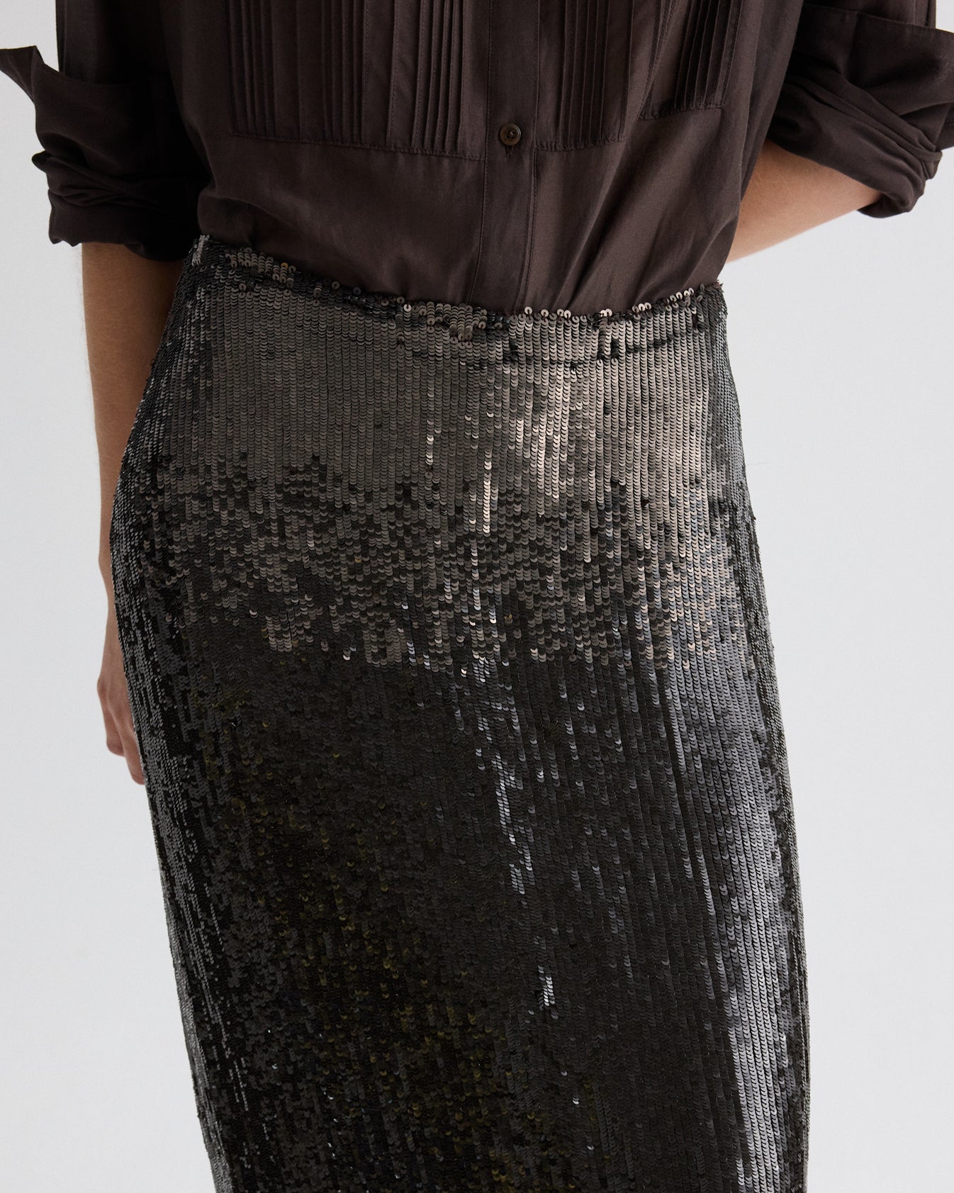 TWP Dark chocolate gradient Sylkie Skirt in Fishscale Sequins view 2