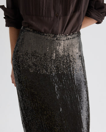 TWP Dark chocolate gradient Sylkie Skirt in Fishscale Sequins view 2