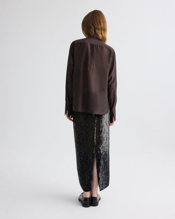 TWP Dark chocolate gradient Sylkie Skirt in Fishscale Sequins view 5