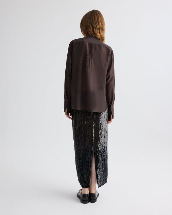 TWP Dark chocolate gradient Sylkie Skirt in Fishscale Sequins view 5