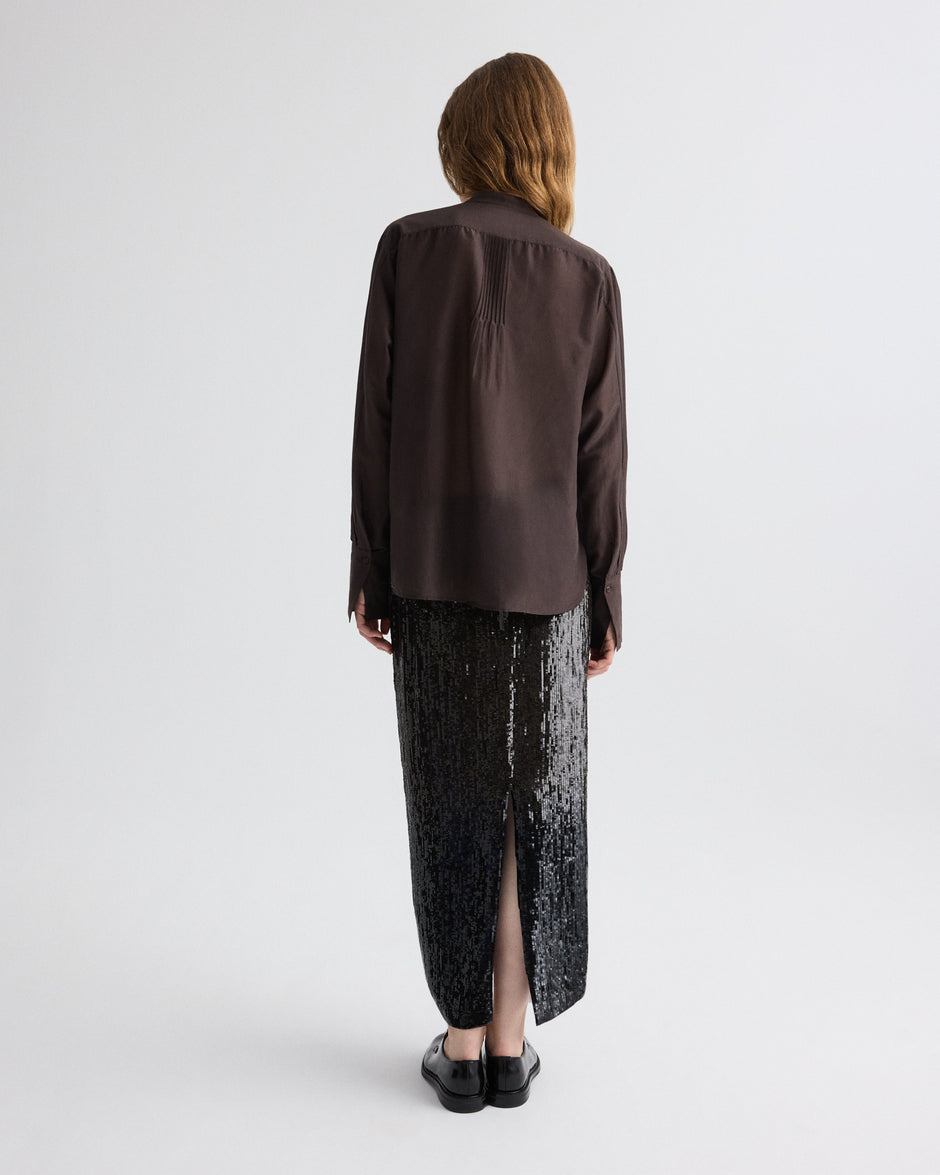 TWP Dark chocolate gradient Sylkie Skirt in Fishscale Sequins view 5