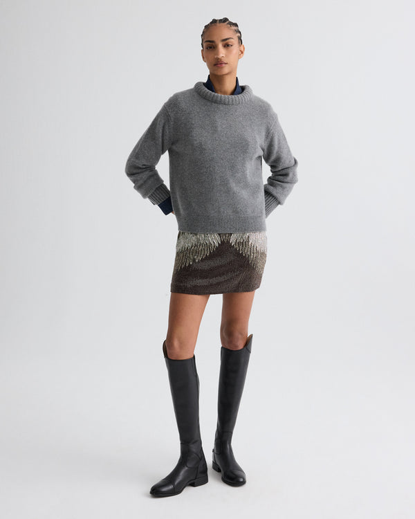 TWP Dark chocolate / gunmetal Minnies Skirt in Bugle Beads view 1