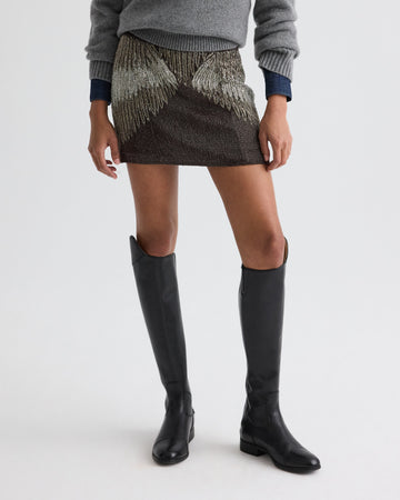 TWP Dark chocolate / gunmetal Minnies Skirt in Bugle Beads view 3