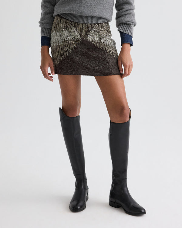 TWP Dark chocolate / gunmetal Minnies Skirt in Bugle Beads view 3