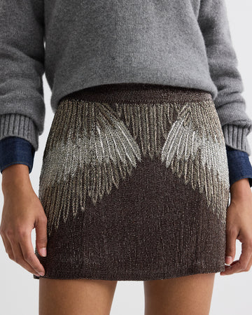 TWP Dark chocolate / gunmetal Minnies Skirt in Bugle Beads view 2