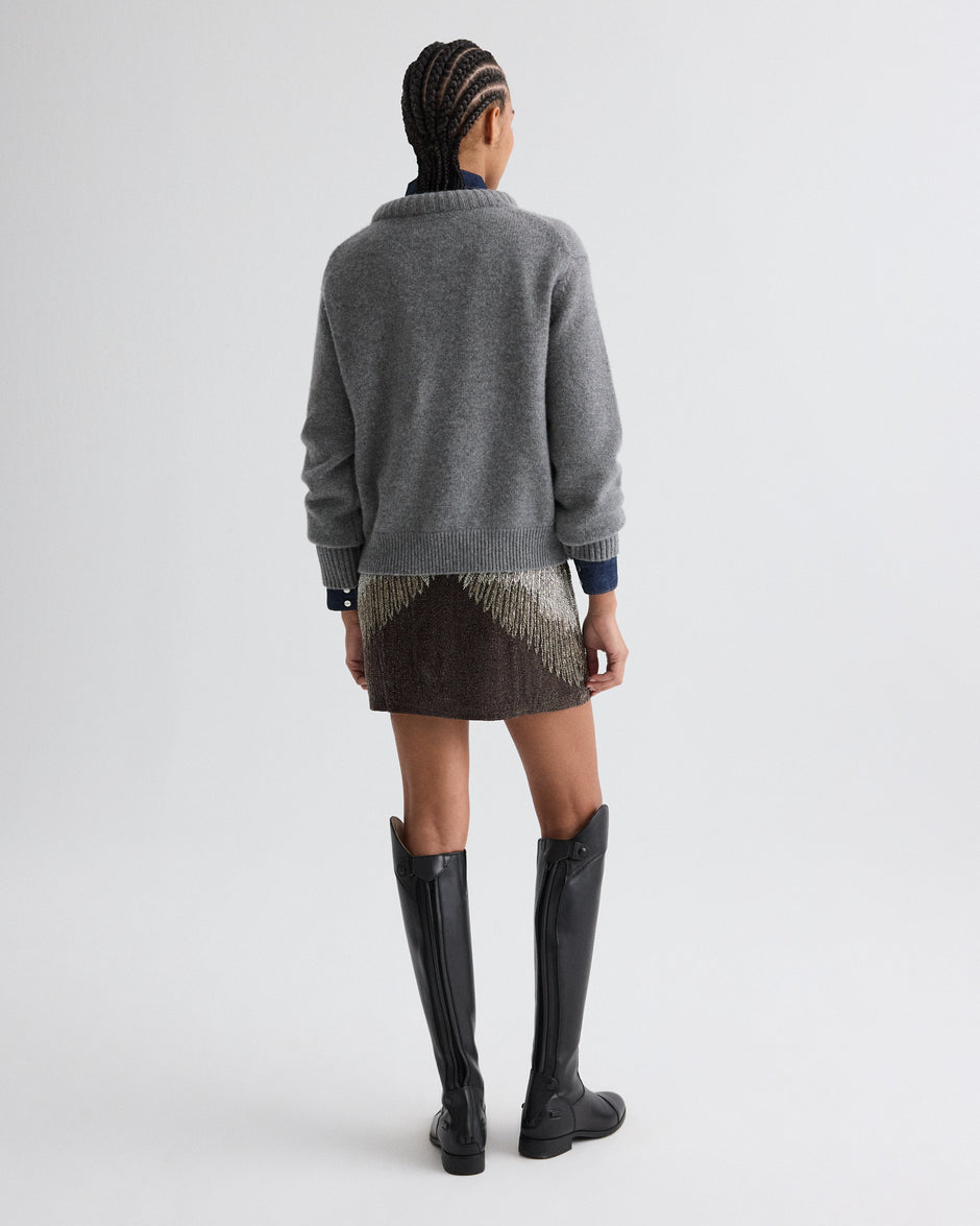 TWP Dark chocolate / gunmetal Minnies Skirt in Bugle Beads view 5