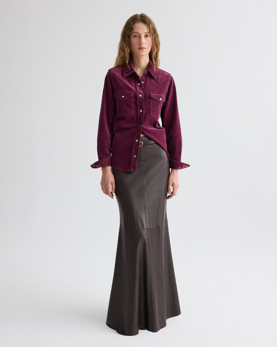 TWP Delicioso At Last Skirt in Paper Leather view 1