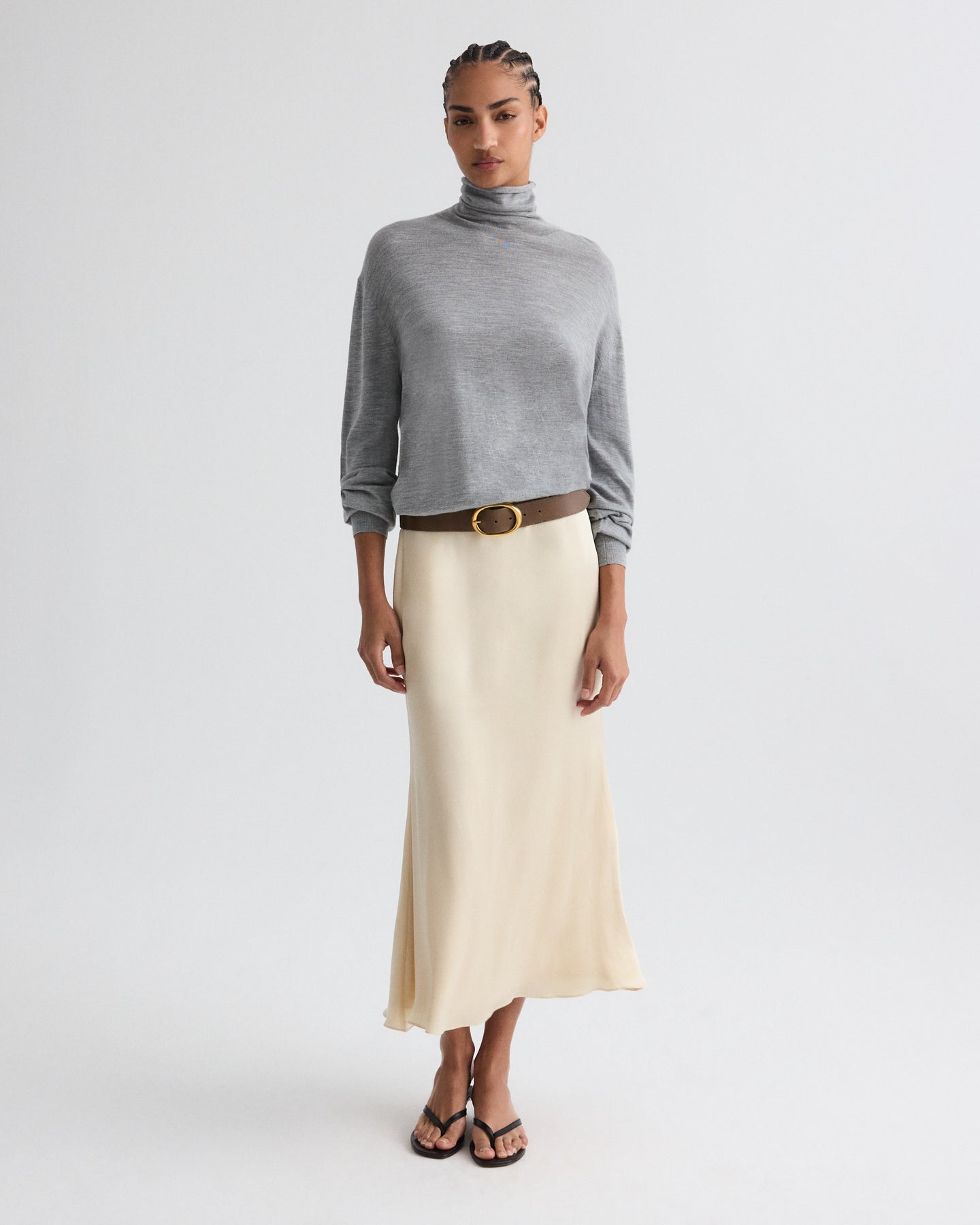 TWP Parchment At Last Midi Skirt in Shiny Viscose Satin view 2