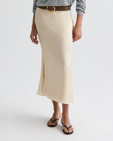 At Last Midi Skirt in Shiny Viscose Satin