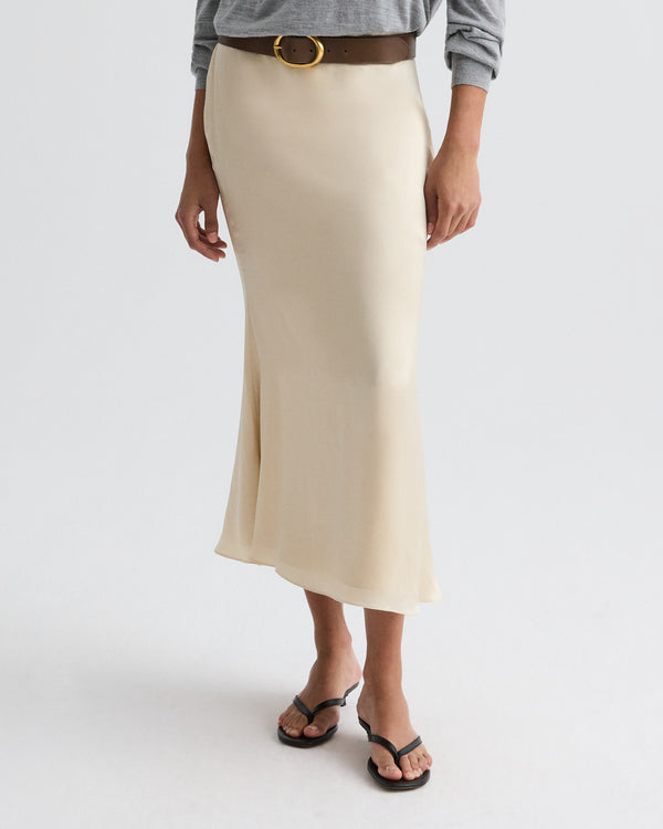 TWP Parchment At Last Midi Skirt in Shiny Viscose Satin view 1