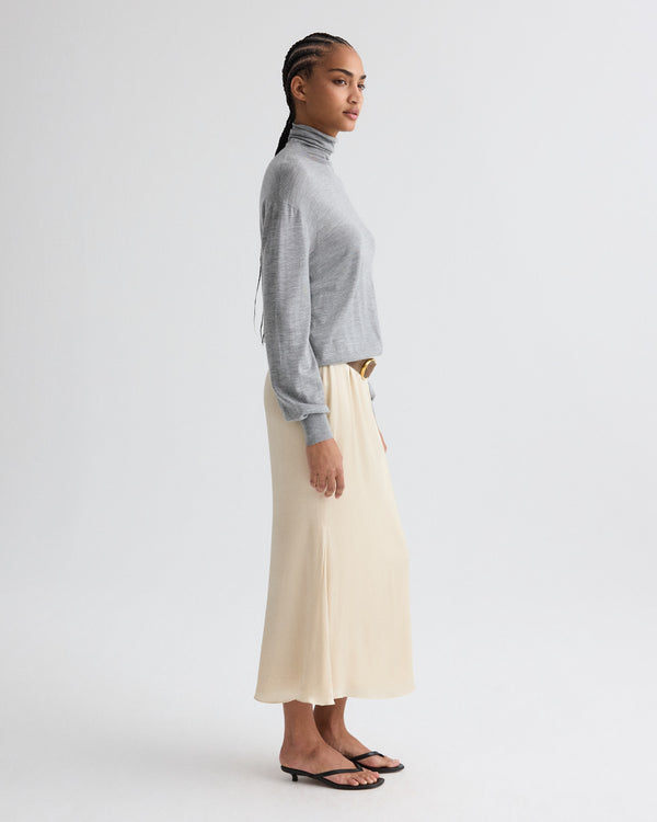 TWP Parchment At Last Midi Skirt in Shiny Viscose Satin view 4