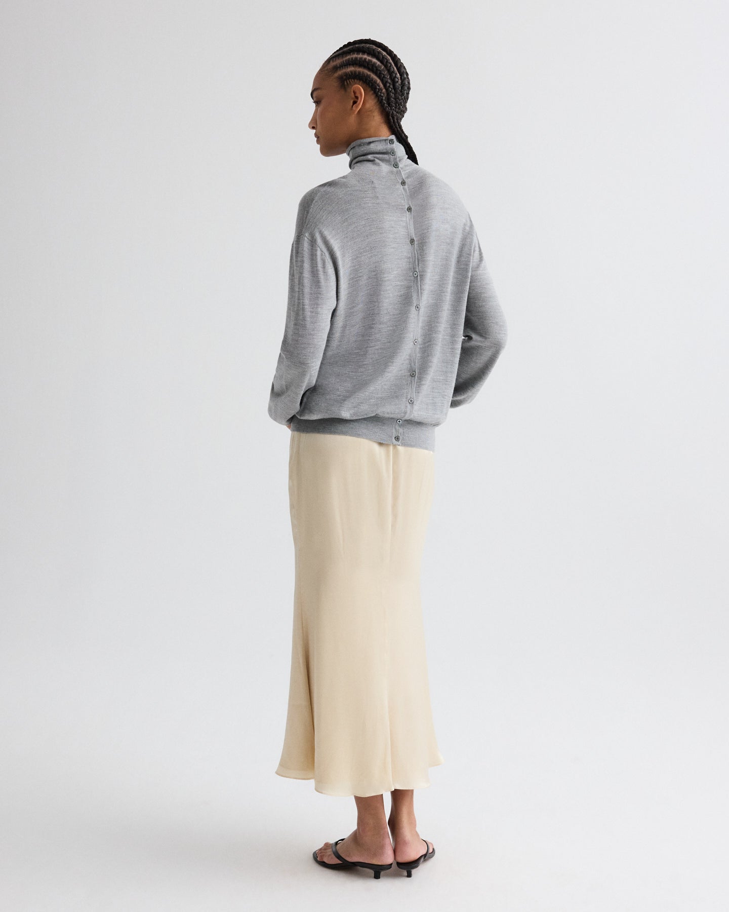 TWP Parchment At Last Midi Skirt in Shiny Viscose Satin view 5