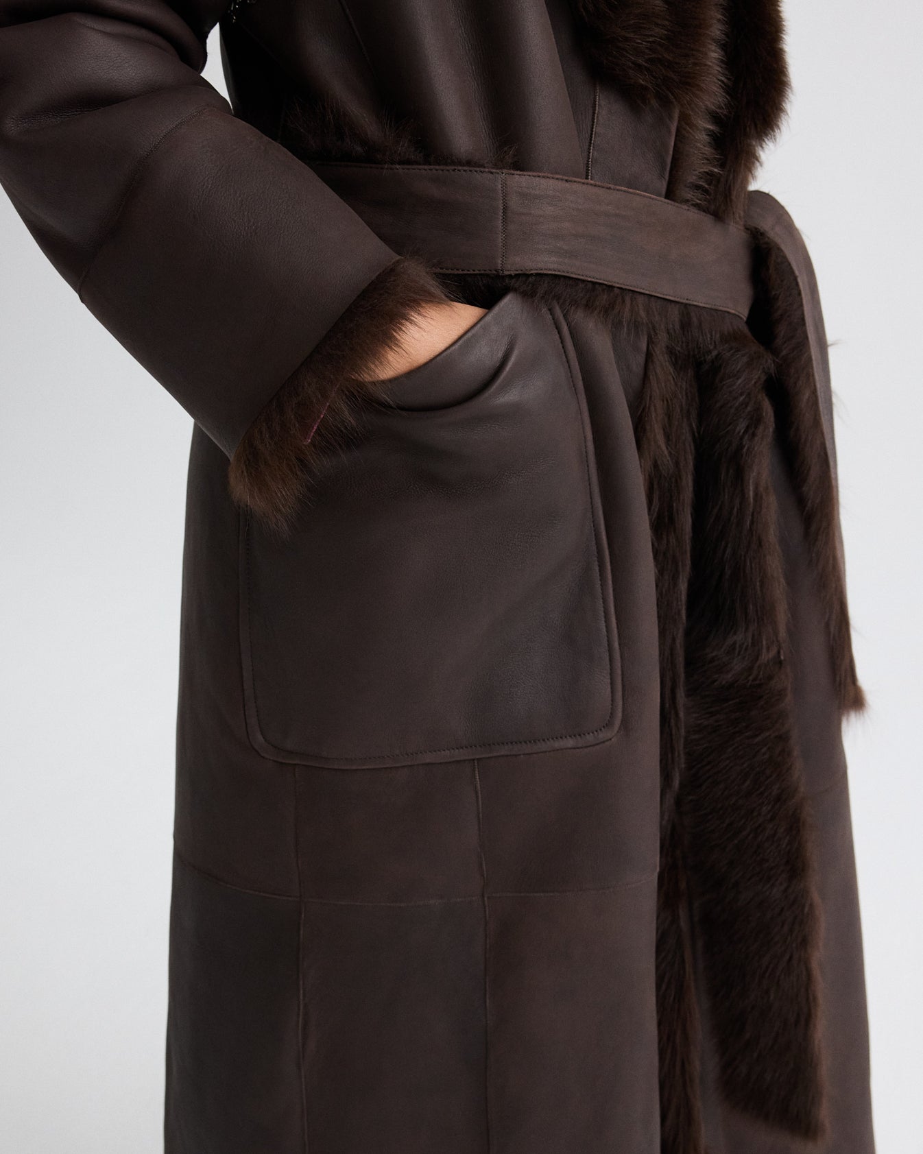 TWP Dark chocolate / gunmetal She Talks to Angels Shearling Coat view 4