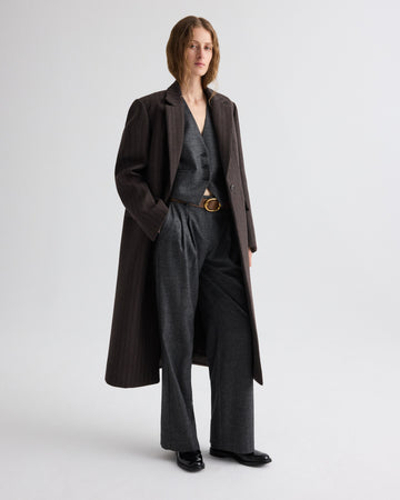 TWP Dark chocolate Mattie Coat in Dotted Stripe Suiting view 3
