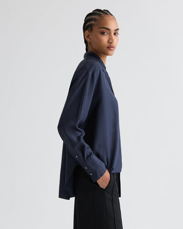 TWP Midnight Big Joe Shirt in Washed Silk Habotai view 1