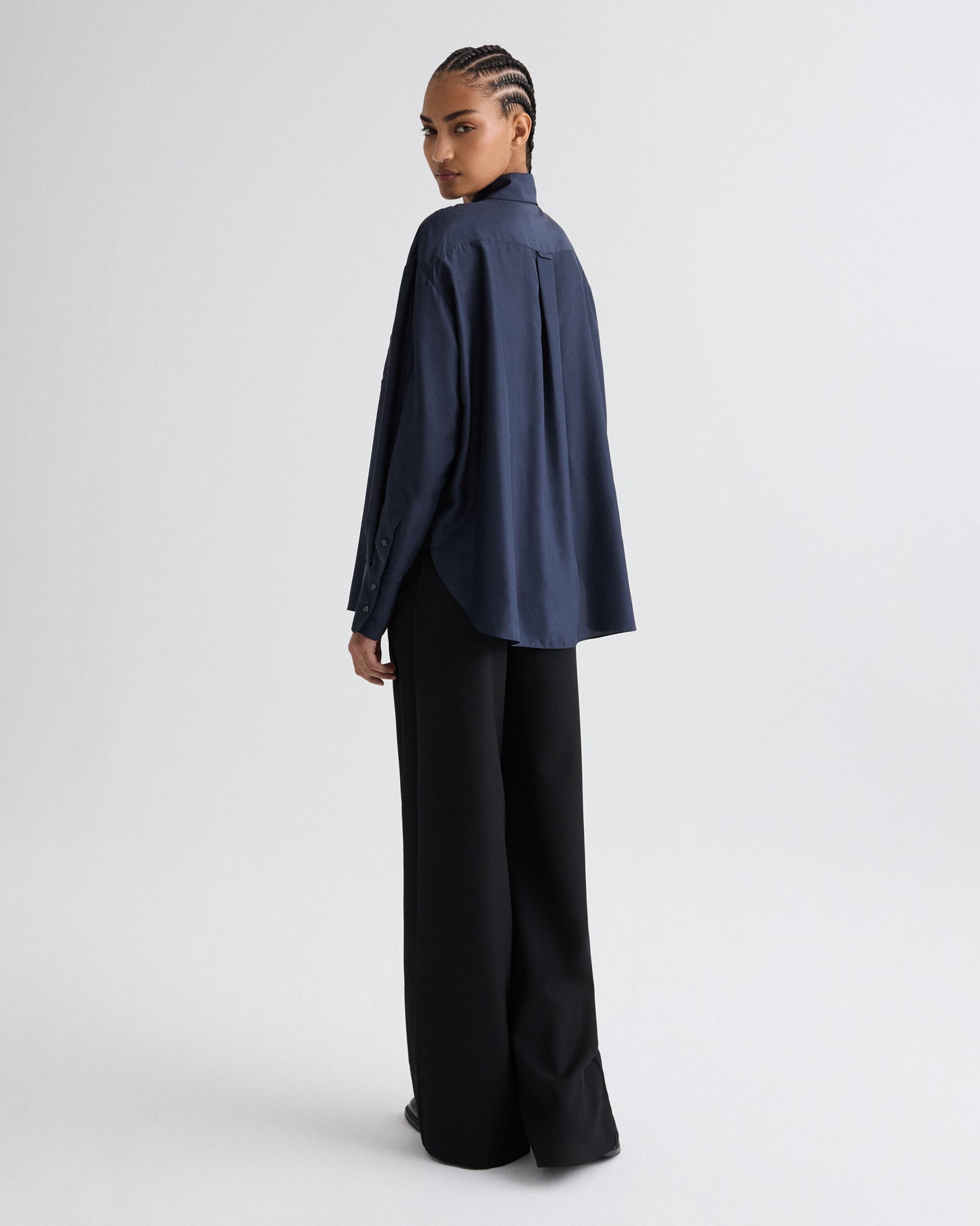 TWP Midnight Big Joe Shirt in Washed Silk Habotai view 5