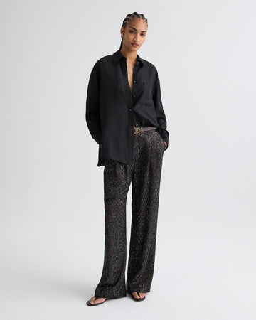 TWP Black Big Joe Shirt in Washed Silk Habotai view 3