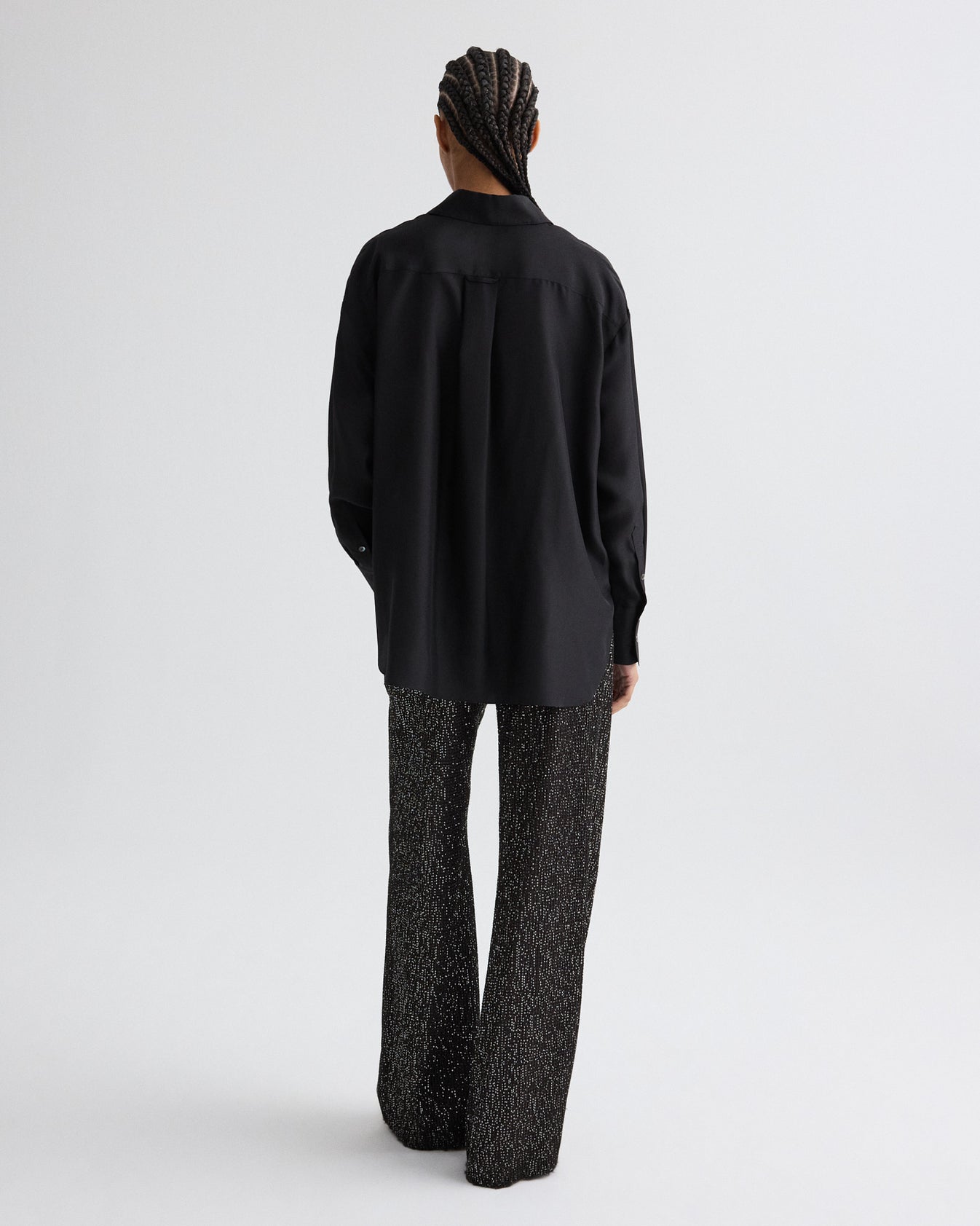 TWP Black Big Joe Shirt in Washed Silk Habotai view 5