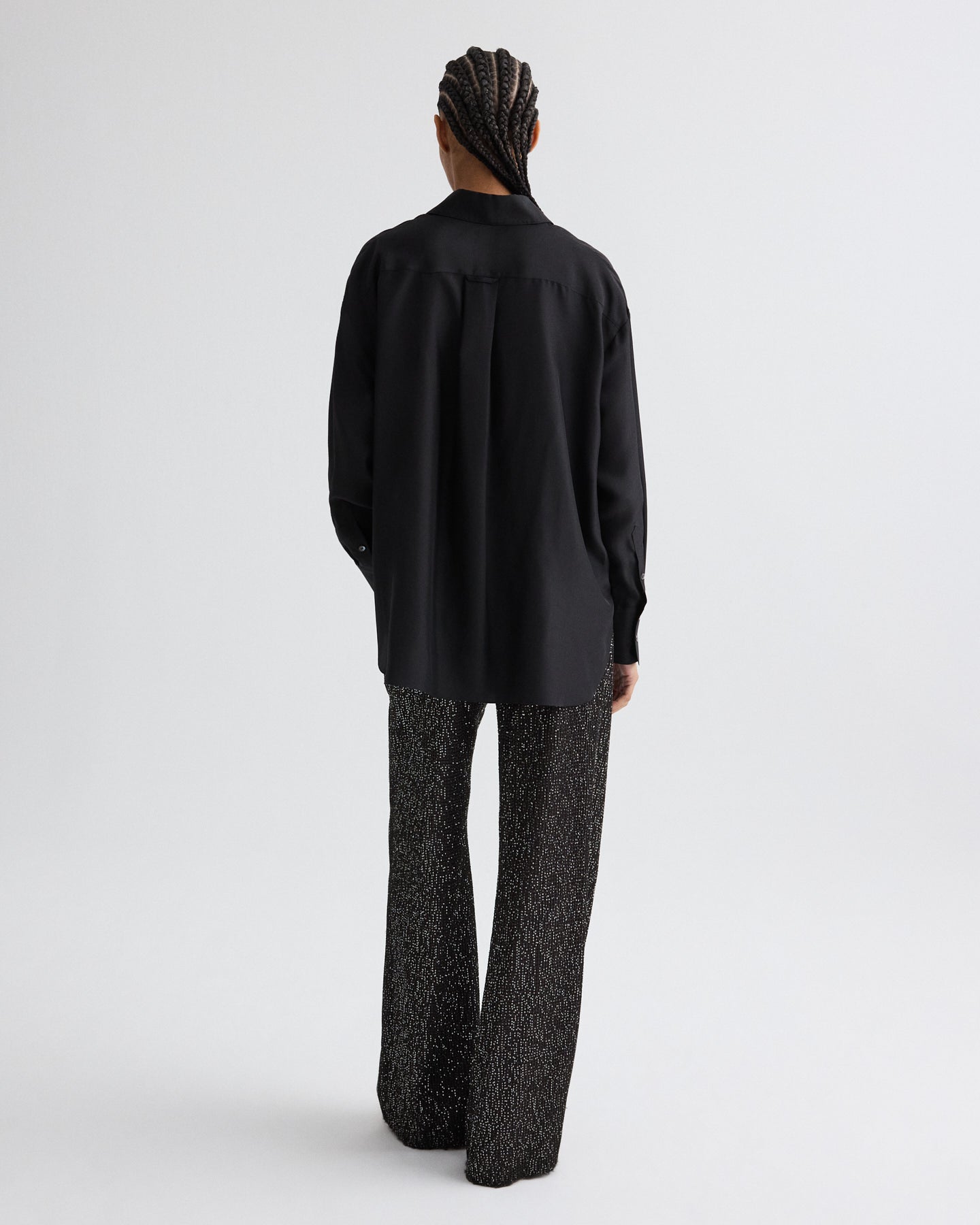 TWP Black Big Joe Shirt in Washed Silk Habotai view 5