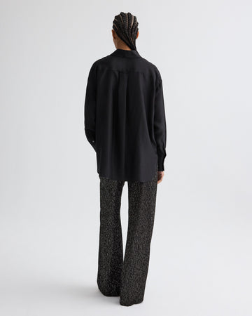 TWP Black Big Joe Shirt in Washed Silk Habotai view 5