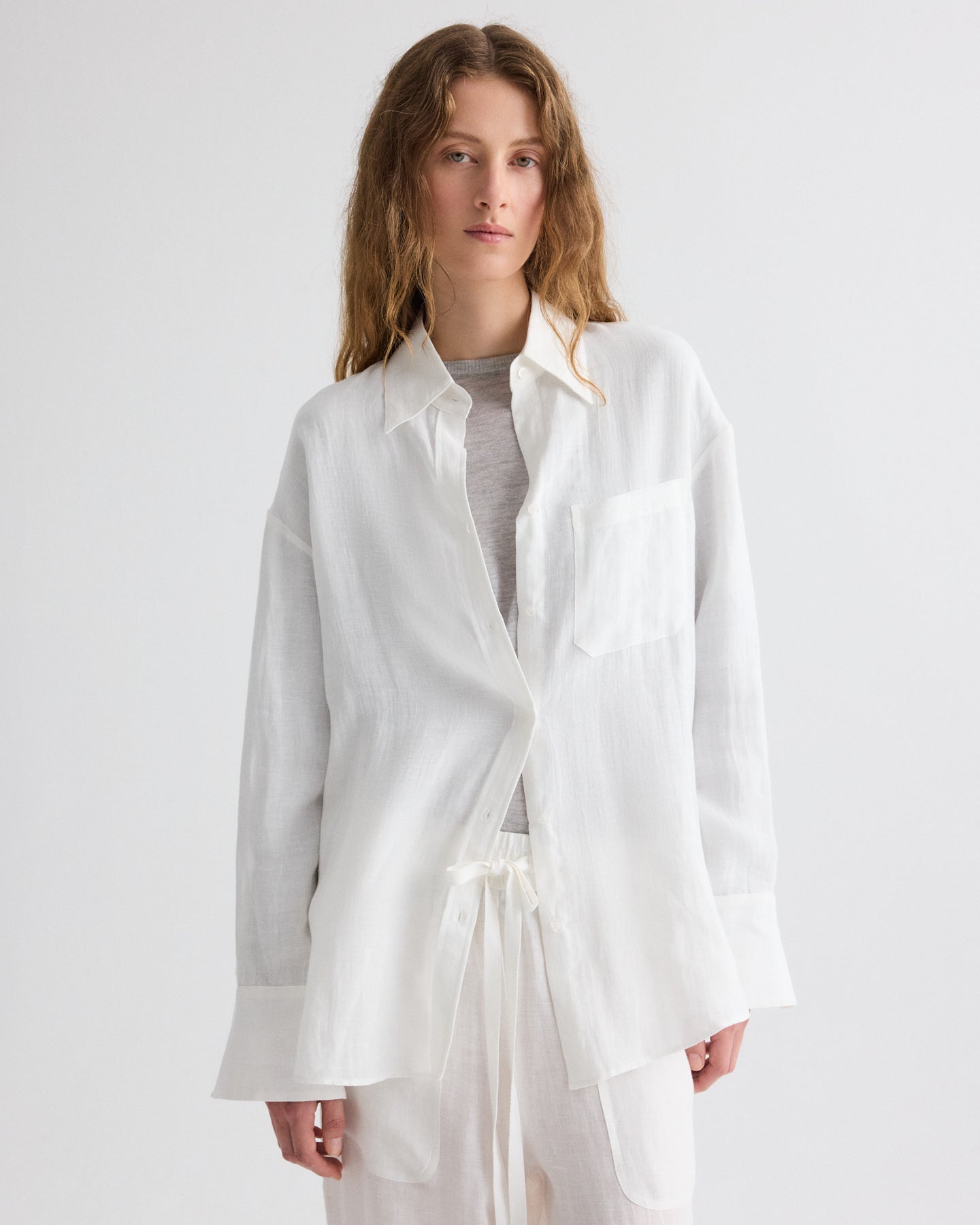 TWP White Big Joe Shirt in Delave Linen view 2