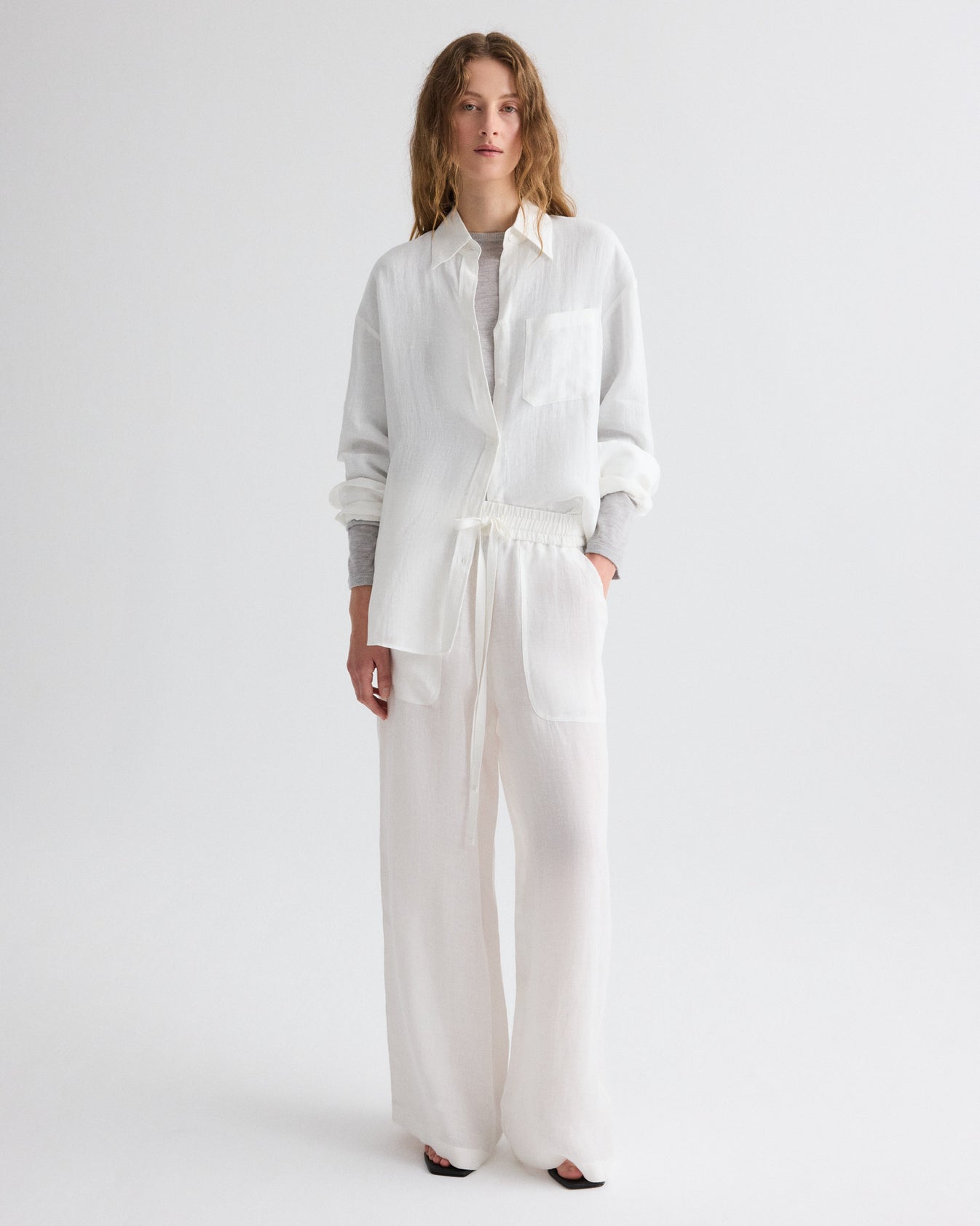 TWP White Big Joe Shirt in Delave Linen view 3