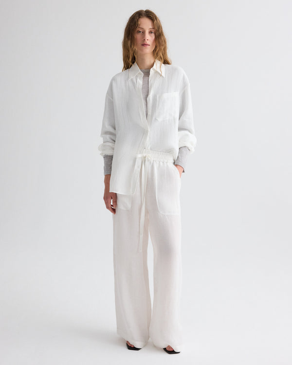 TWP White Big Joe Shirt in Delave Linen view 3