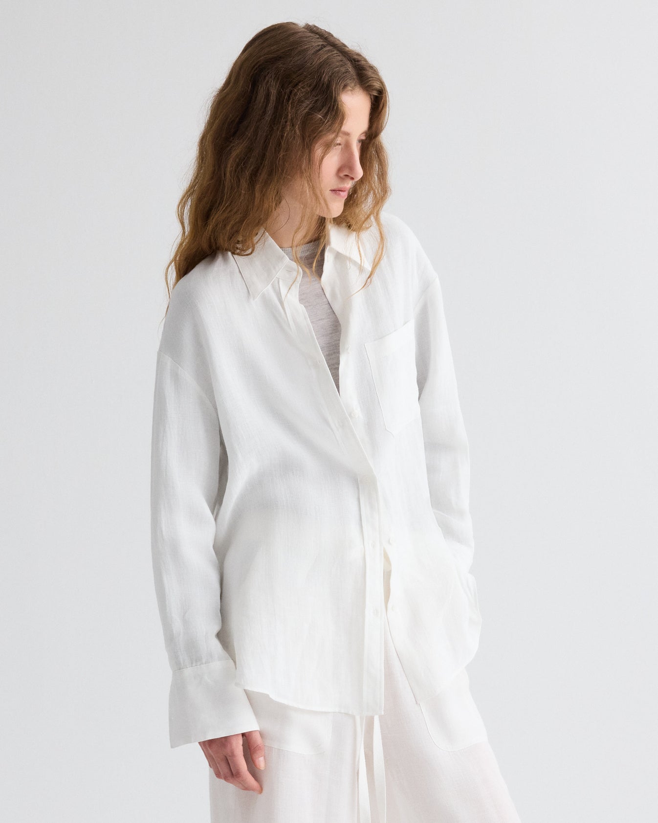 TWP White Big Joe Shirt in Delave Linen view 4