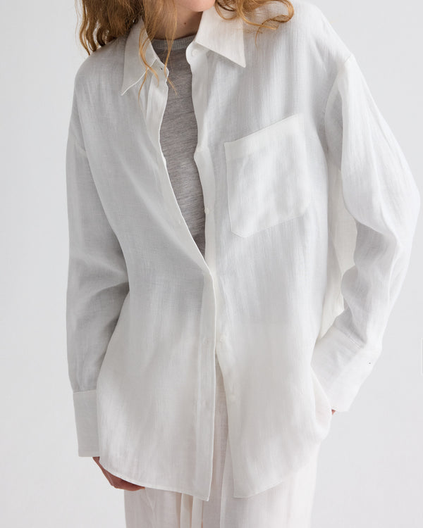 TWP White Big Joe Shirt in Delave Linen view 1