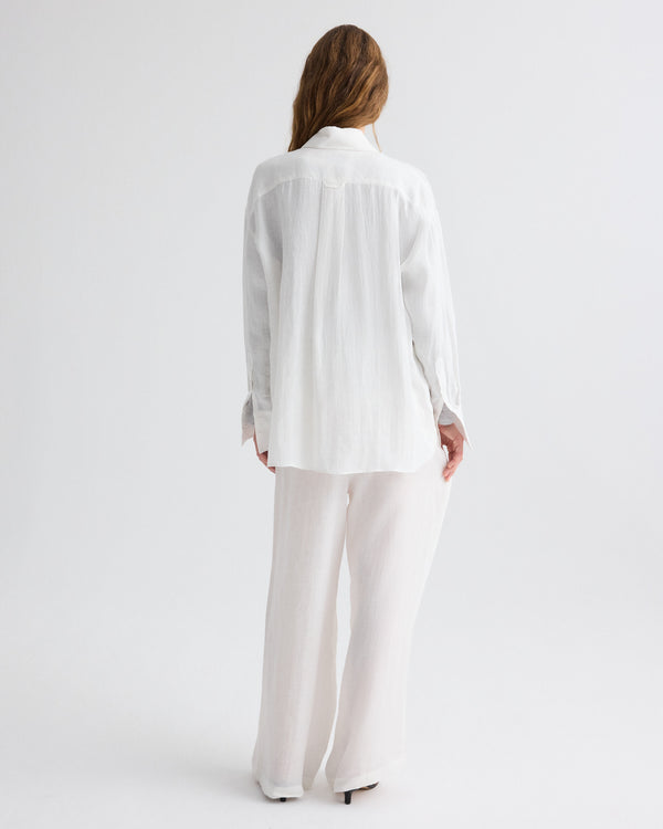 TWP White Big Joe Shirt in Delave Linen view 5